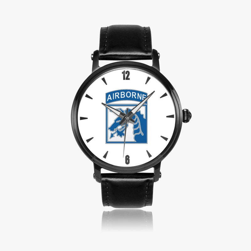 XVIII Airborne Corps-46mm Automatic Watch with a Black Leather Band