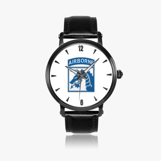 XVIII Airborne Corps-46mm Automatic Watch with a Black Leather Band