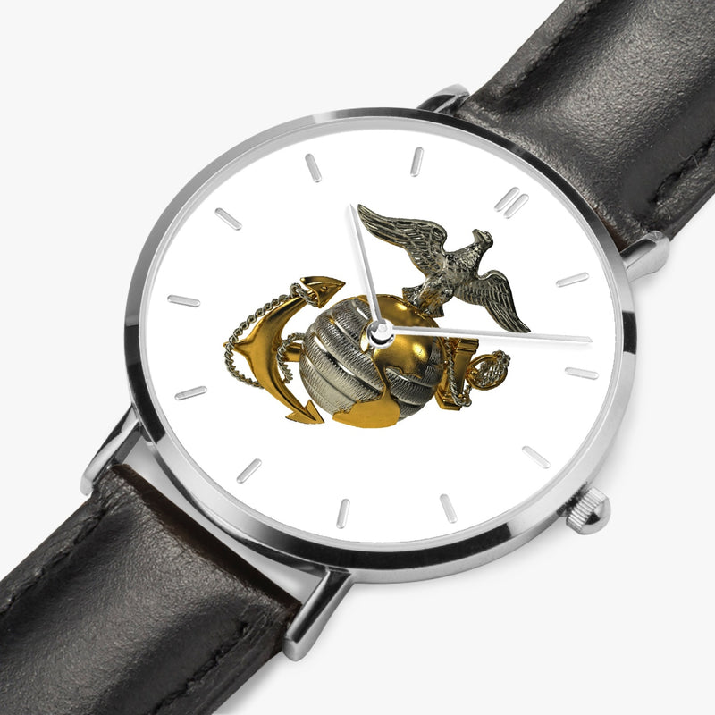 Perspective View - US Marine Corps Ultra Thin Watch (Black Strap)
