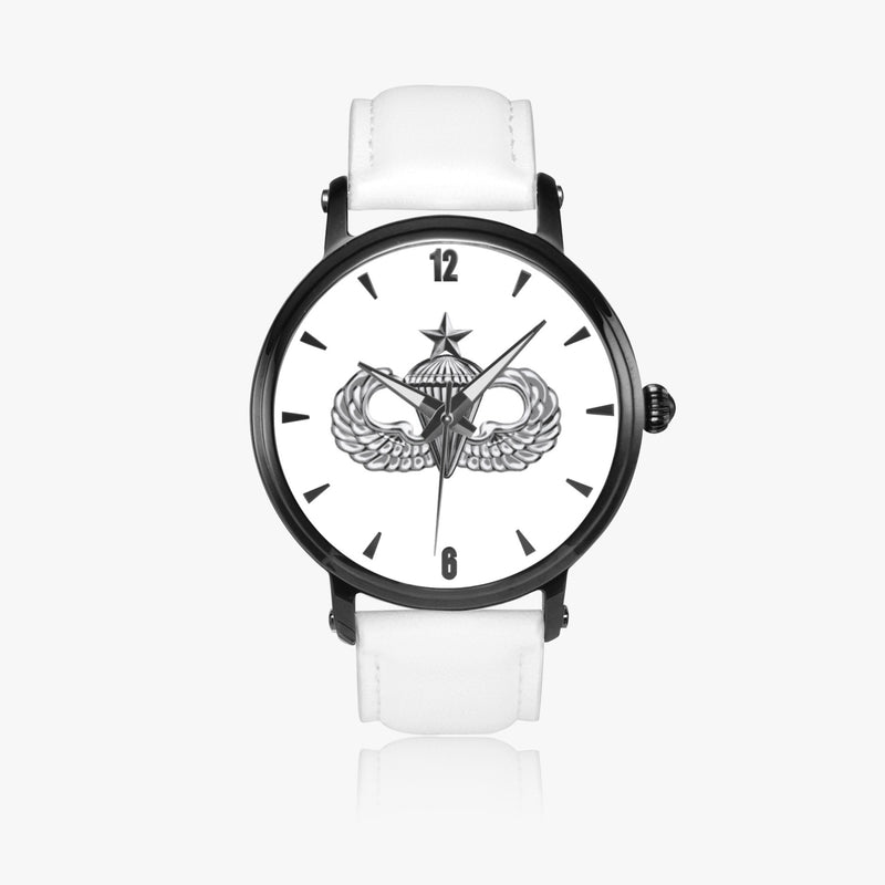 Senior Parachutist-46mm Automatic Watch with a White Leather Band
