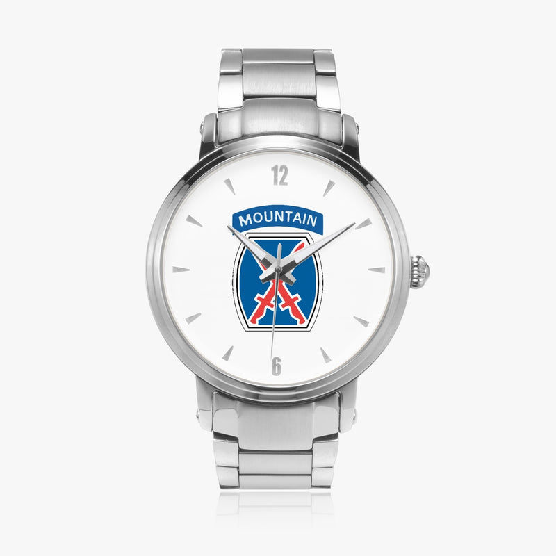 10th Mountain Division-46mm Automatic Steel Strap Silver Watch