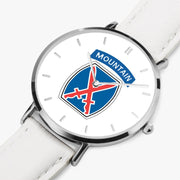 Perspective View - 10th Mountain Division Ultra Thin Watch (White Strap)