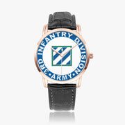 3rd Infantry Division-Wide Type Golden Watch with a Black Leather Band