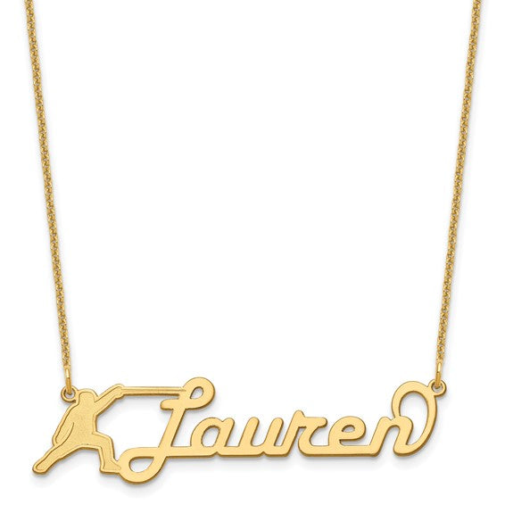 Customized Nameplate Necklace - Large-10k Yellow Gold