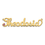 Gold colored Nameplate Necklace with Left Birthstone-10k Yellow Gold