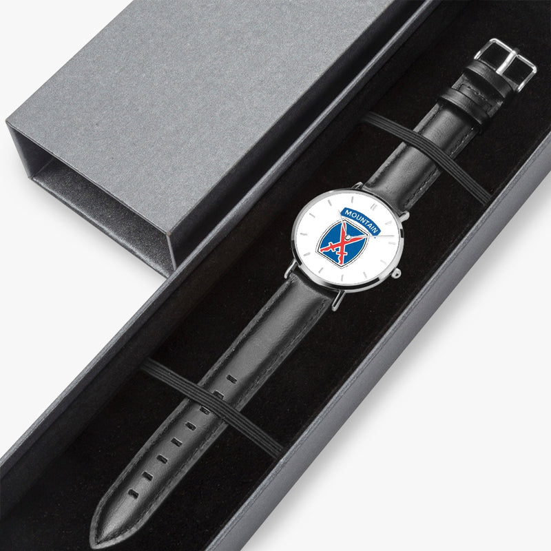 Watch Case with 10th Mountain Division Ultra Thin Watch (Black Strap)