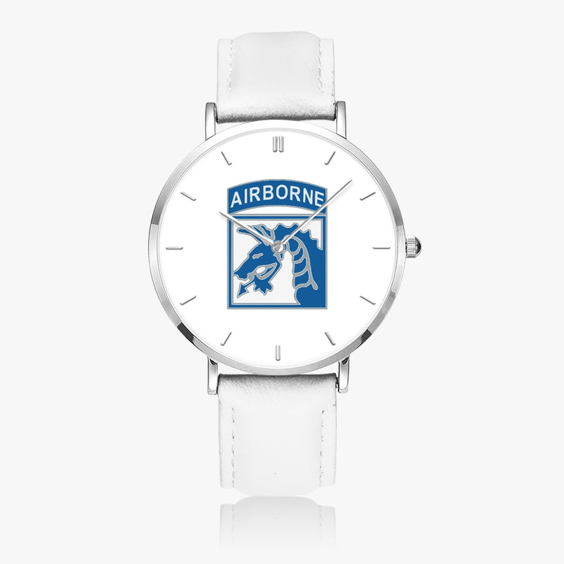 Top View - XVIII Airborne Corps Ultra Thin Watch (White Strap)