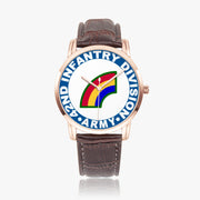 42nd Infantry Division-Wide Type Golden Watch with a Brown Leather Band