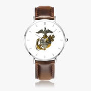 Top View - US Marine Corps Ultra Thin Watch (Brown Strap)
