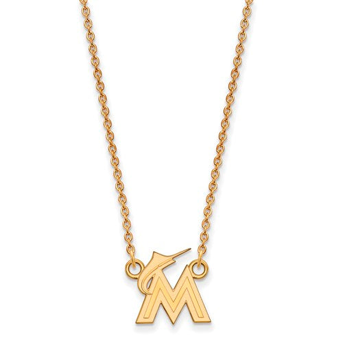 10ky MLB  Miami Marlins Small Pendant w/Necklace
