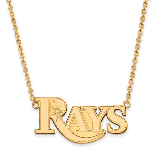 10ky MLB  Tampa Bay Rays Large Logo Pendant w/Necklace