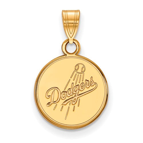 10ky MLB  Los Angeles Dodgers Script with Baseball Small Disc Pendant