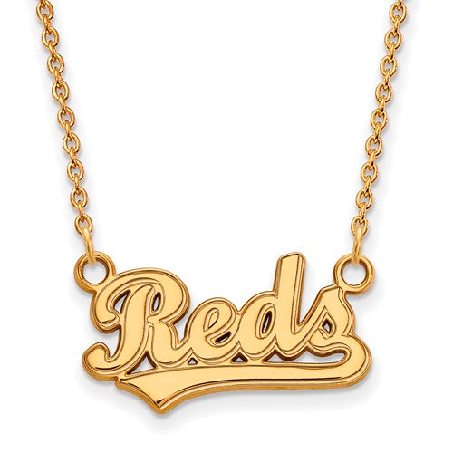 10ky MLB  Cincinnati Reds Small "Reds" Pendant w/Necklace