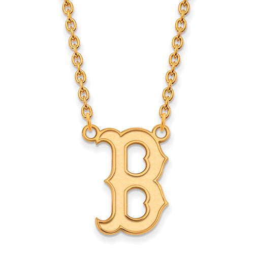 10ky MLB  Boston Red Sox Large B Logo Pendant w/Necklace