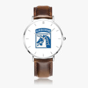 Top View - XVIII Airborne Corps Ultra Thin Watch (Brown Strap)