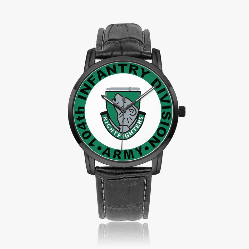 104th Infantry Division-Wide Type Black Watch with a Black Leather Band