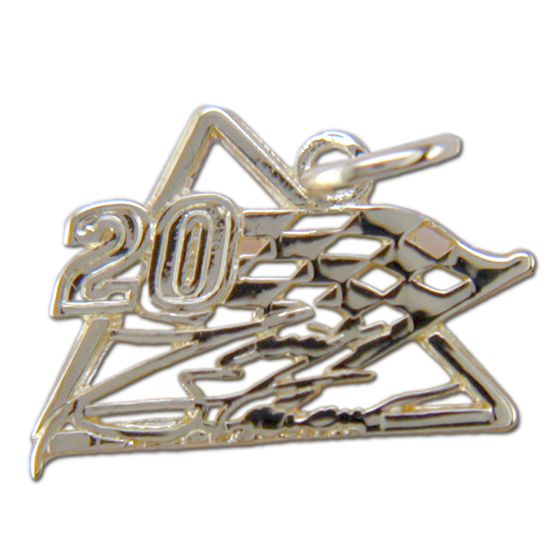 #20 NASCAR Driver Sterling Silver Racing Flag Pendant
