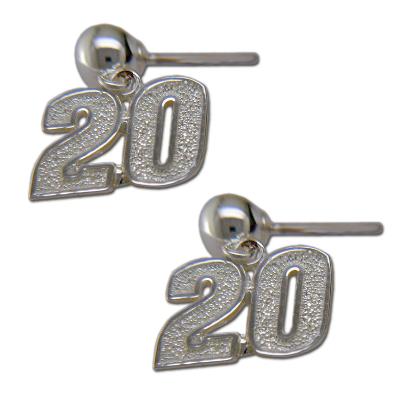 Show your support for NASCAR with #20 NASCAR Driver Sterling Silver Ball Earrings—featuring shiny, textured "20" charms, perfect for fans.