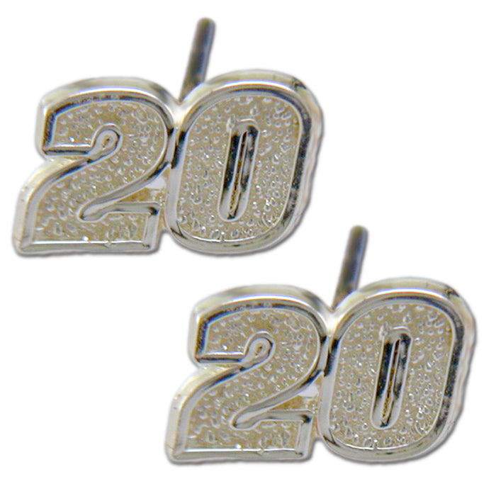 #20 NASCAR Driver Sterling Silver Post Earrings
