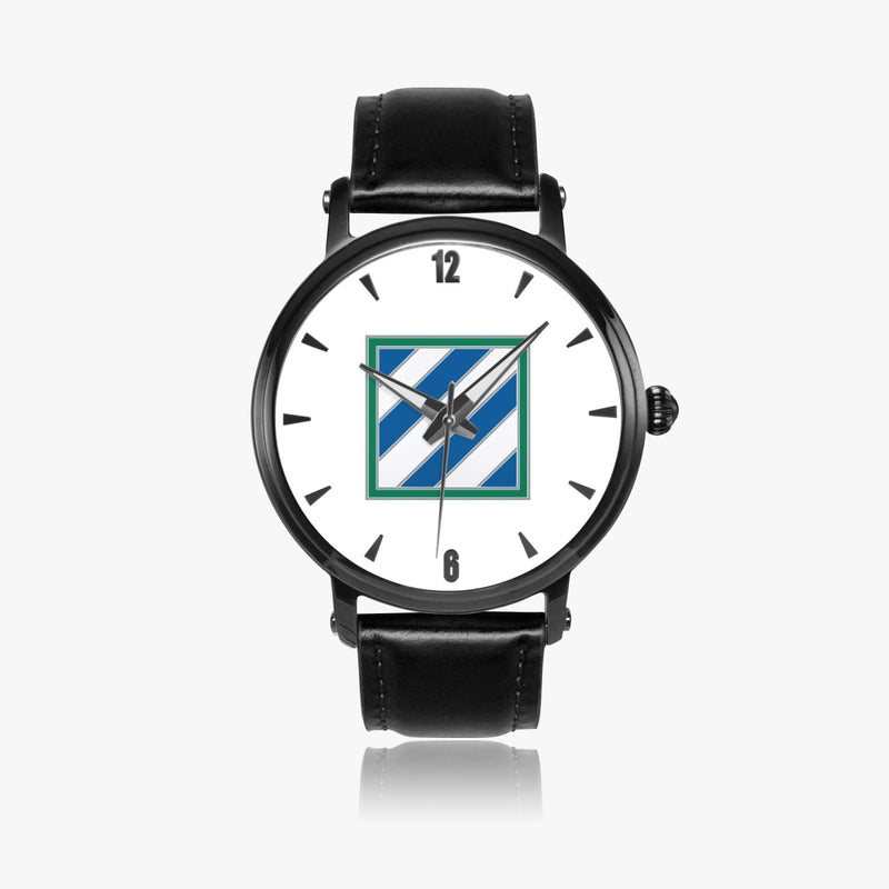 3rd Infantry Division-46mm Automatic Watch with a Black Leather Band