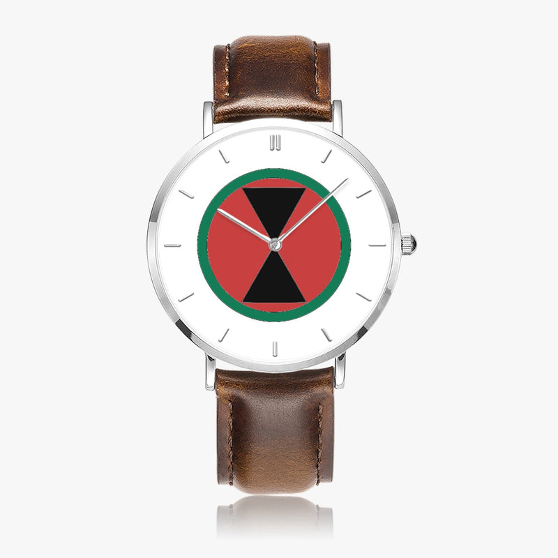 Top View - 7th Infantry Division Ultra Thin Watch (Brown Strap)