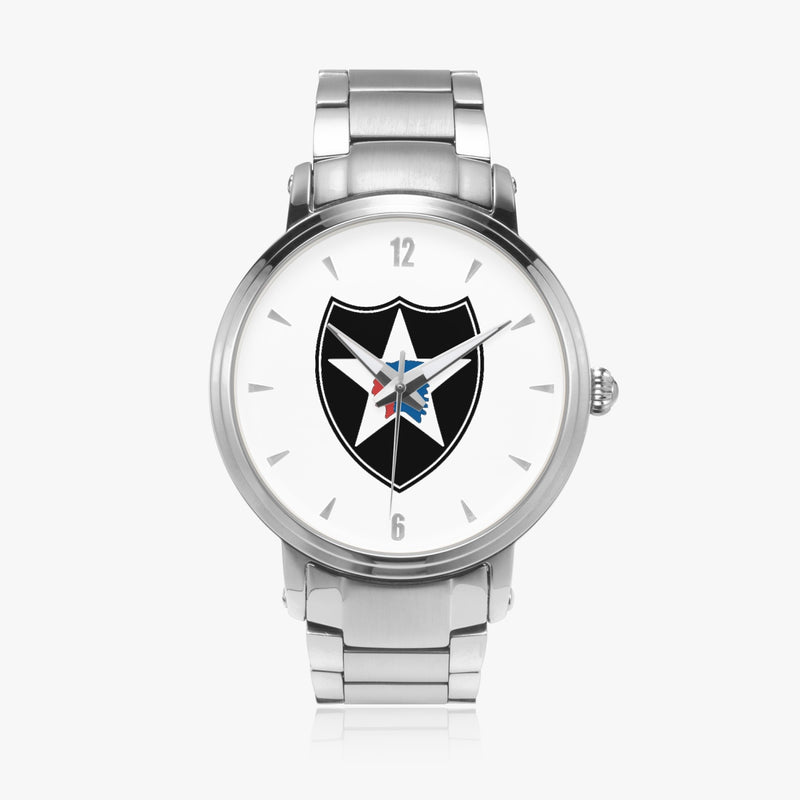 2nd Infantry Division-46mm Automatic Steel Strap Silver Watch