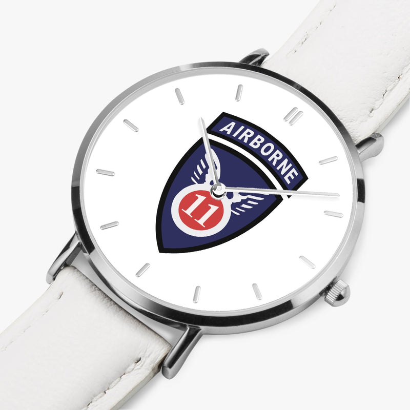 Perspective View - 11th Airborne Division Ultra Thin Watch (White Strap)