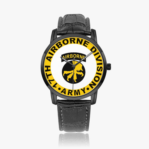 17th Airborne Division-Wide Type Black Watch with a Black Leather Band