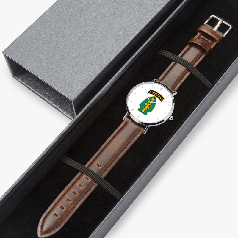 Watch Case with Special Forces Airborne Ultra Thin Watch (Brown Strap)