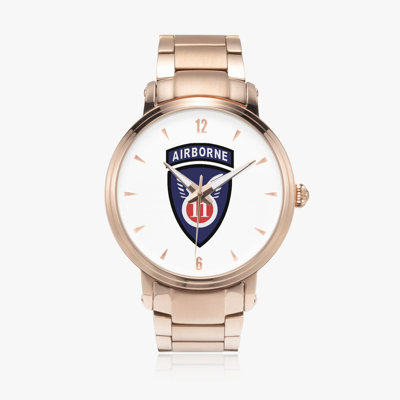 11th Airborne Division-46mm Automatic Steel Strap Gold Watch