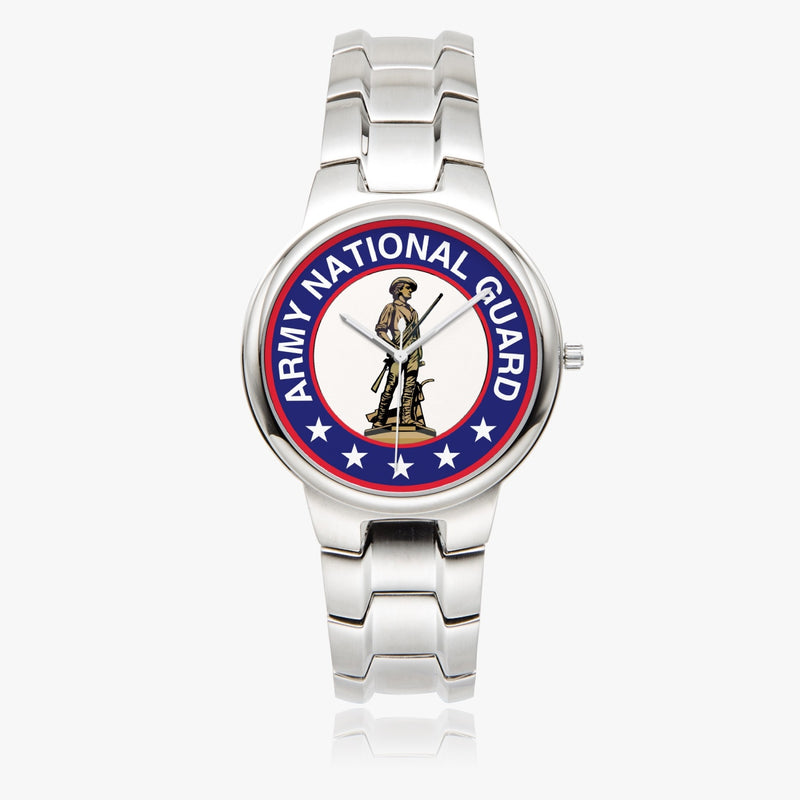 US Army National Guard-Silver Stainless Steel Silver Quartz Watch