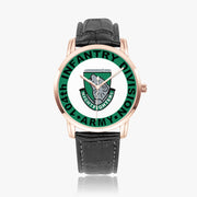 104th Infantry Division-Wide Type Golden Watch with a Black Leather Band