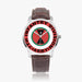 7th Infantry Division-Wide Type Silver Watch with a Brown Leather Band