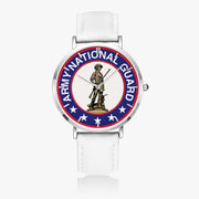 Top View - US Army National Guard Ultra Thin Watch (White Strap)