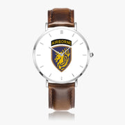 Top View - 13th Airborne Division Ultra Thin Watch (Brown Strap)