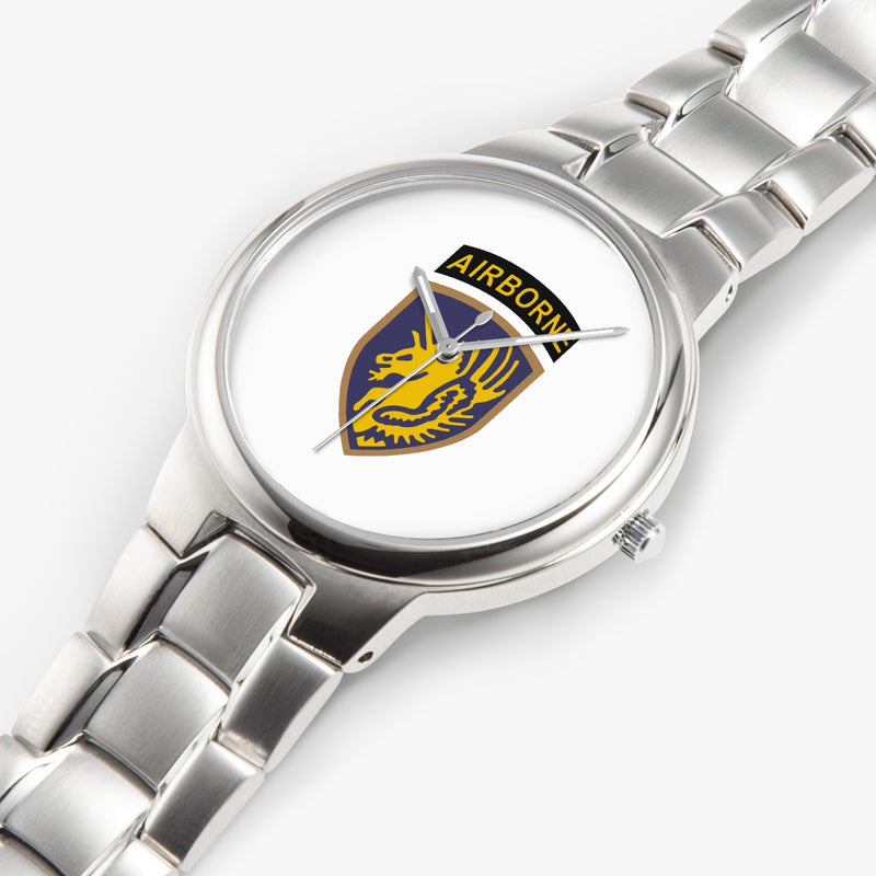 Top View - 13th Airborne Division-Silver Stainless Steel Silver Quartz Watch