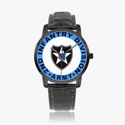 2nd Infantry Division-Wide Type Black Watch with a Black Leather Band