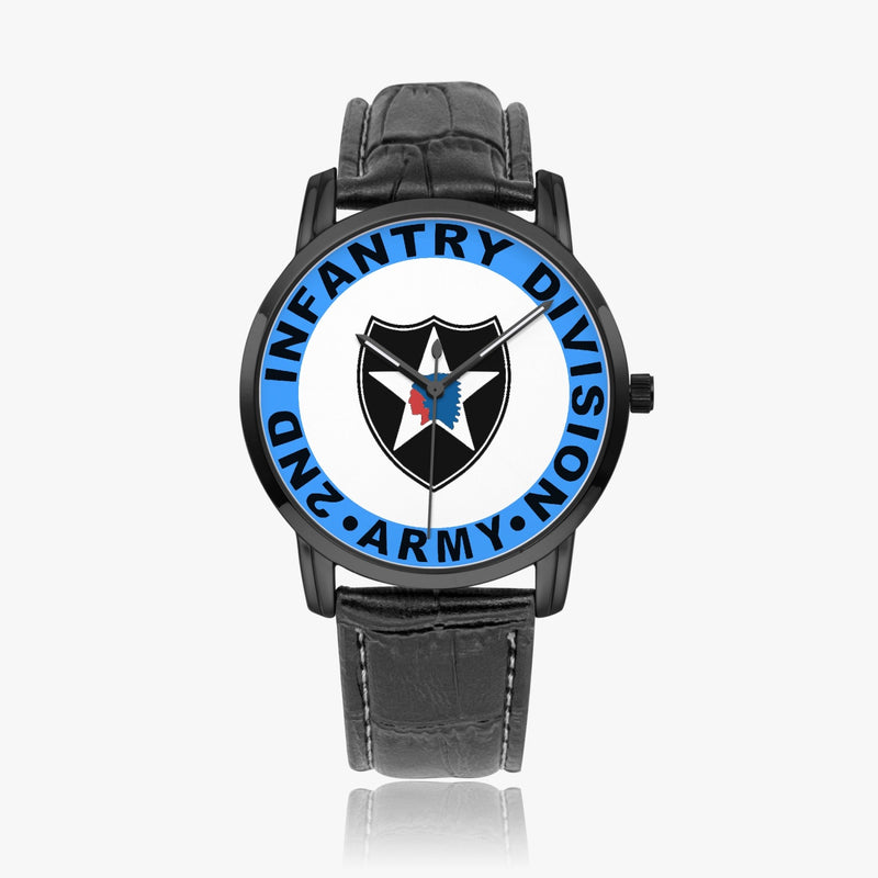 2nd Infantry Division-Wide Type Black Watch with a Black Leather Band
