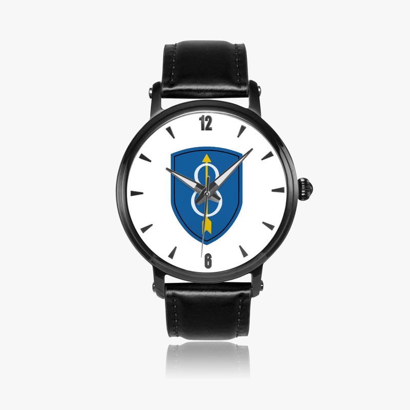 8th Infantry Division-46mm Automatic Watch with a Black Leather Band
