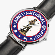 Perspective View - US Army National Guard Ultra Thin Watch (Black Strap)