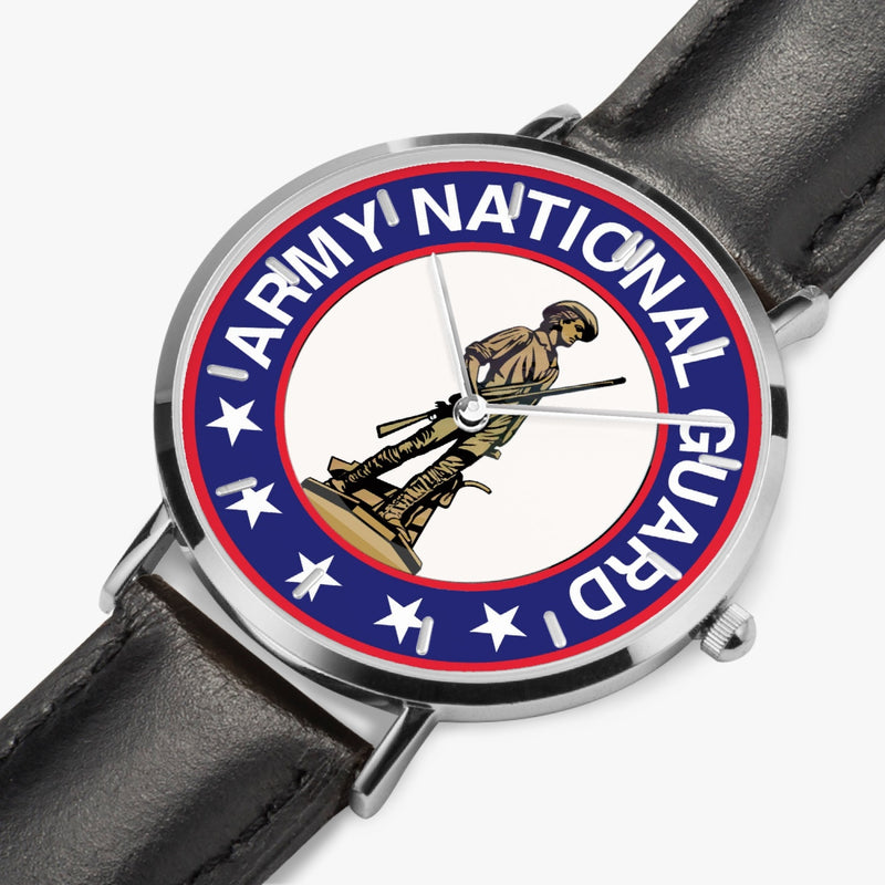 Perspective View - US Army National Guard Ultra Thin Watch (Black Strap)