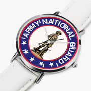 Perspective View - US Army National Guard Ultra Thin Watch (White Strap)
