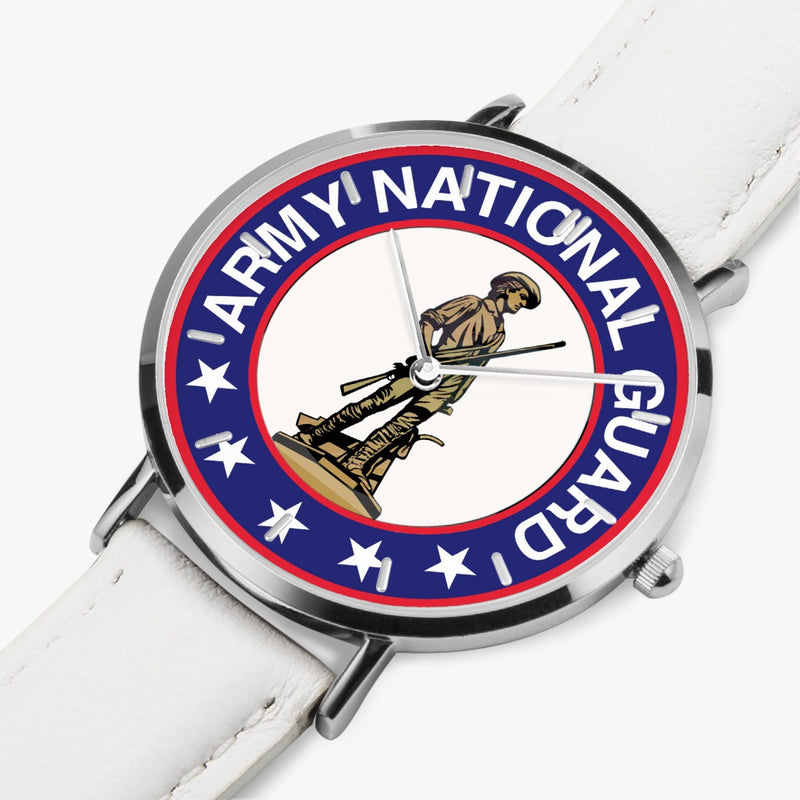 Perspective View - US Army National Guard Ultra Thin Watch (White Strap)