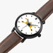 Army Armor-46mm Automatic Watch is displayed in a perspective view on a white background with a brown leather band