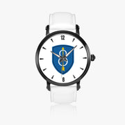 8th Infantry Division-46mm Automatic Watch with a White Leather Band