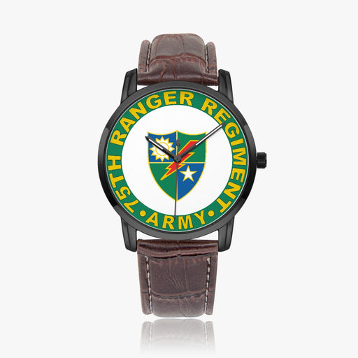 75th Ranger Regiment-Wide Type Black Watch with a Brown Leather Band