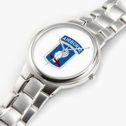 Top View - 173rd Airborne Brigade-Silver Stainless Steel Silver Quartz Watch