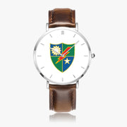 Top View - 75th Ranger Regiment Ultra Thin Watch (Brown Strap)