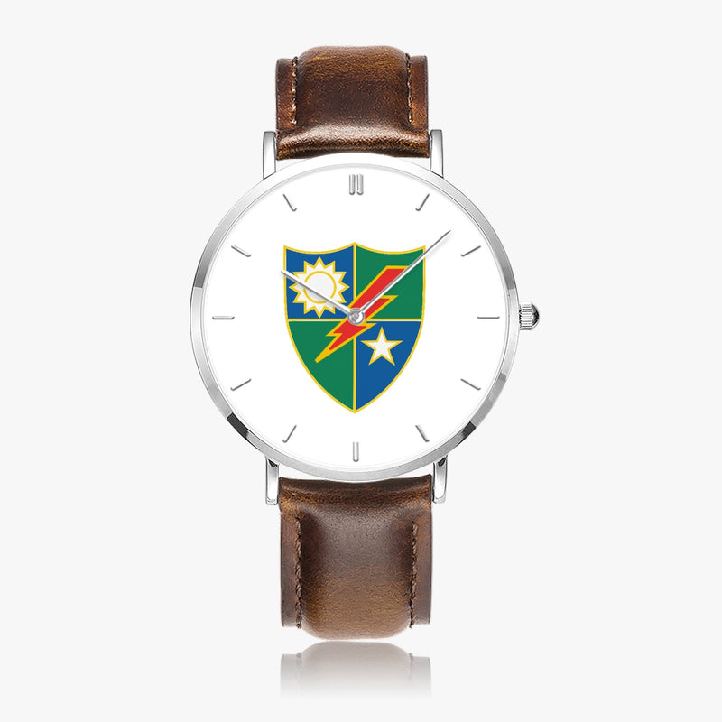Top View - 75th Ranger Regiment Ultra Thin Watch (Brown Strap)