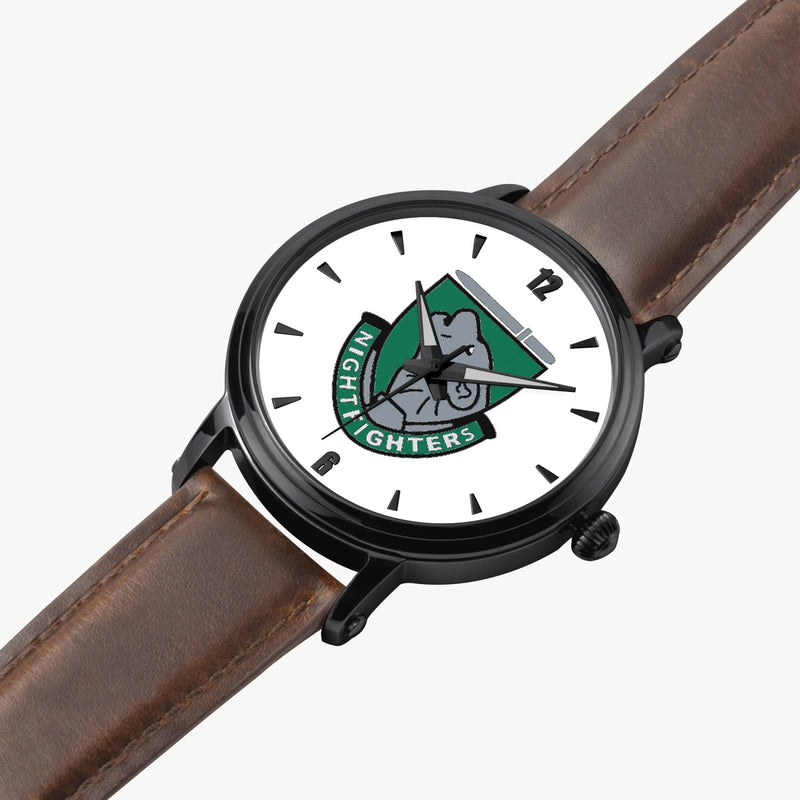 104th Infantry Division-46mm Automatic Watch is displayed in a perspective view on a white background with a brown leather band